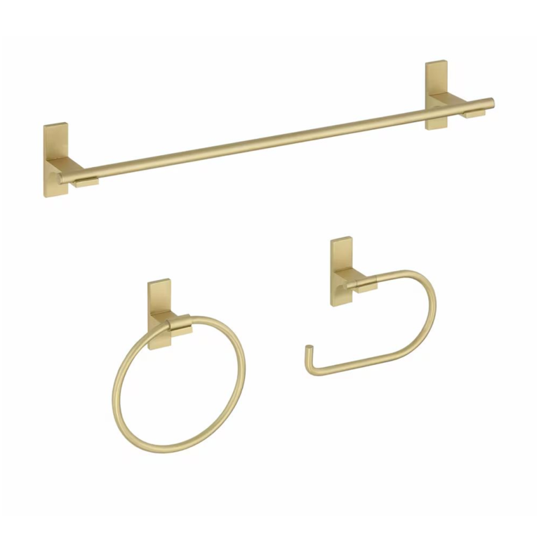 3 PC BATHROOM HARDWARE SET BRUSHED GOLD