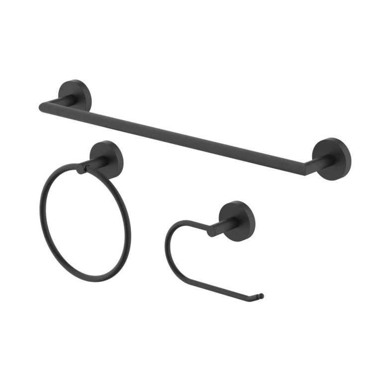 3 PC BATHROOM HARDWARE SET MATT BLACK