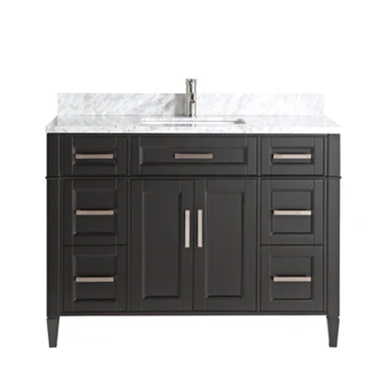 HDF VANITY 54″ BLACK SINGLE SINK DOUBLE DOORS AND FOUR DRAWERS ,2 EACH SIDE