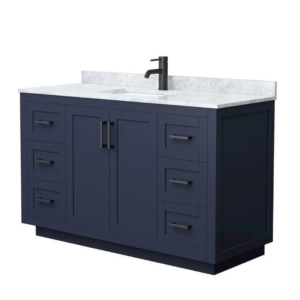 HDF VANITY 54" BLUE SINGLE SINK DOUBLE DOORS AND FOUR DRAWERS ,2 EACH SIDE