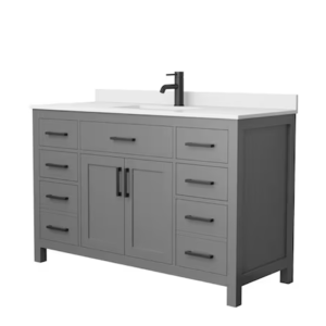 HDF VANITY 54" GREY SINGLE SINK DOUBLE DOORS AND FOUR DRAWERS ,2 EACH SIDE