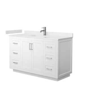 HDF VANITY 54" WHITE SINGLE SINK DOUBLE DOORS AND FOUR DRAWERS ,2 EACH SIDE