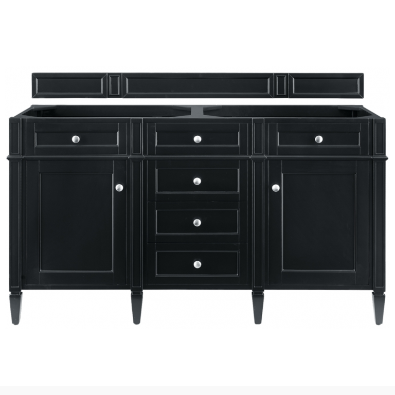 HDF VANITY 60″ BLACK DOUBLE SINK FOUR DOORS AND TWO DRAWERS