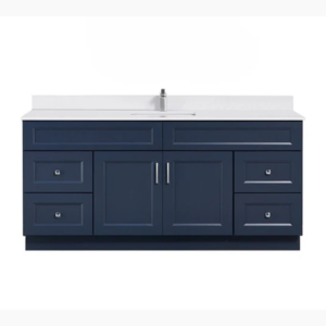 HDF VANITY 60" BLUE DOUBLE SINK FOUR DOORS AND TWO DRAWERS