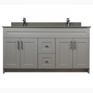 HDF VANITY 60" GREY DOUBLE SINK FOUR DOORS AND TWO DRAWERS