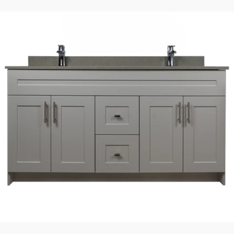 HDF VANITY 60″ GREY DOUBLE SINK FOUR DOORS AND TWO DRAWERS
