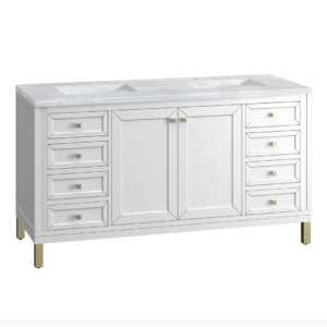 HDF VANITY 60" WHITE DOUBLE SINK FOUR DOORS AND TWO DRAWERS