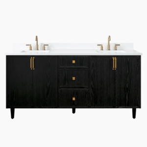 HDF VANITY 72" BLACK DOUBLE SINK FOUR DOORS AND TWO DRAWERS