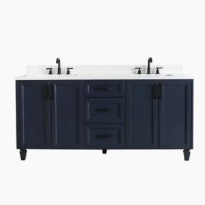 HDF VANITY 72" BLUE DOUBLE SINK FOUR DOORS AND TWO DRAWERS