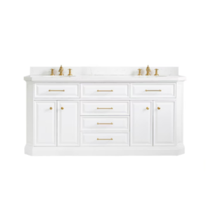 QUARTZ COUNTERTOP 60" WHITE DOUBLE SINK