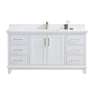 QUARTZ COUNTERTOP 60" WHITE SINGLE SINK
