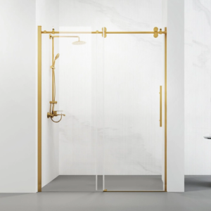 FRAMELESS SHOWER DOOR 60" X 72" GOLD WITH TOWEL BAR (60" X 72")