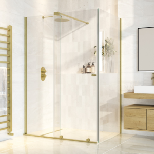 L SHAPE FRAMELESS SHOWER DOOR GOLD 60" X 72" (60" X 72")