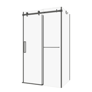 L SHAPE FRAMELESS SHOWER DOOR MATT BLACK 60" X 72" (60" X 72")